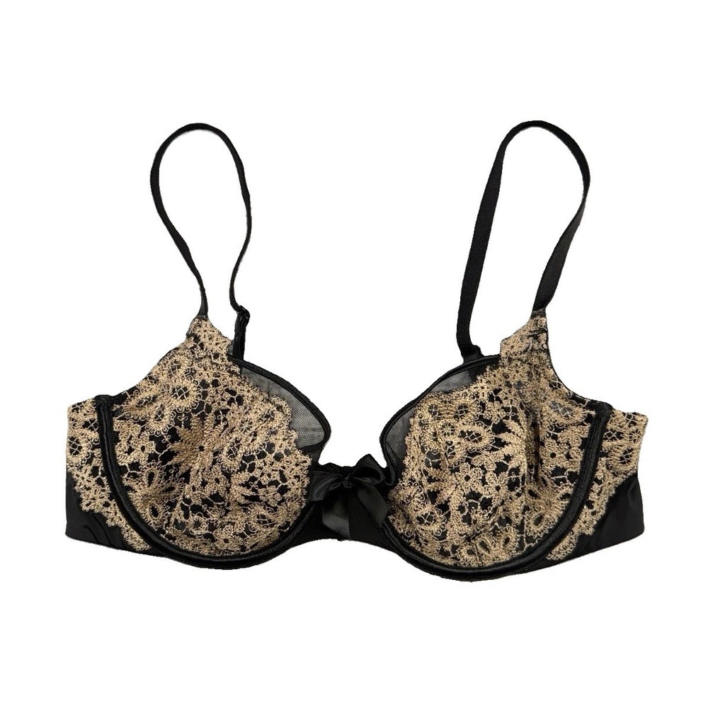 Victoria's Secret Unlined Demi Black Lace Bra 34C